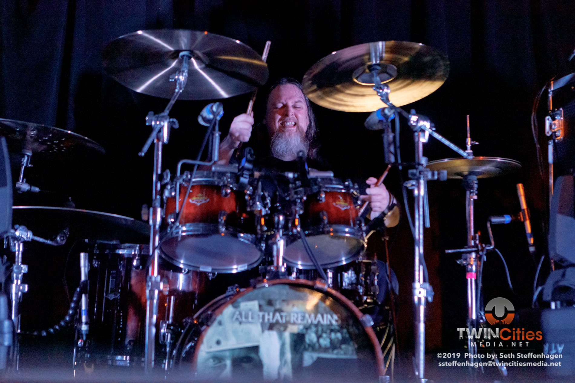 March 12, 2019 - Minneapolis, Minnesota, United States - All That Remains live in concert atThe Cabooze along with Atilla, Escape The Fate and Sleep Signals as the openers.

(Photo by Seth Steffenhagen/Steffenhagen Photography)